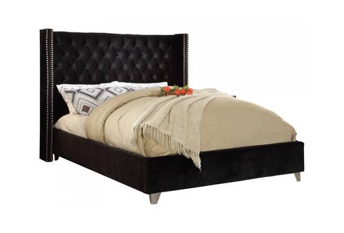 Aiden Black Velvet Bed by Meridian Furniture