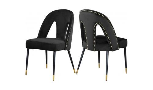 Akoya Black Velvet Dining Chairs (Set of 2) by Meridian Furniture
