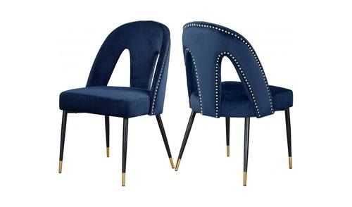 Akoya Navy Blue Velvet Dining Chairs (Set of 2) by Meridian Furniture