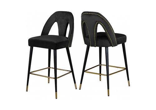 Akoya Black Velvet Counter Stool (Set of 2) by Meridian Furniture