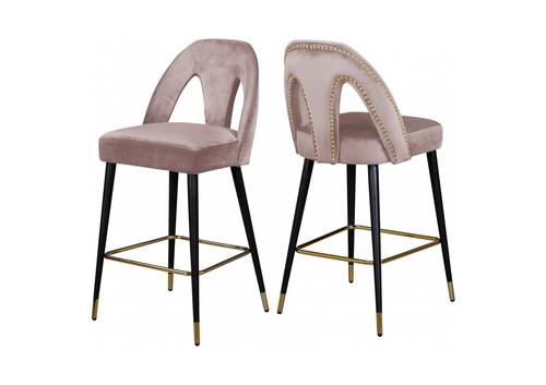 Akoya Pink Velvet Counter Stool (Set of 2) by Meridian Furniture