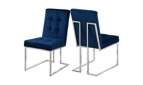 Alexis Navy Blue Velvet Dining Chairs (Set of 2) by Meridian Furniture