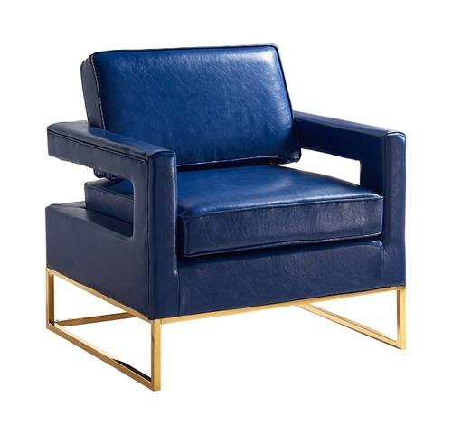Amelia Navy Blue Leather Accent Chair by Meridian Furniture