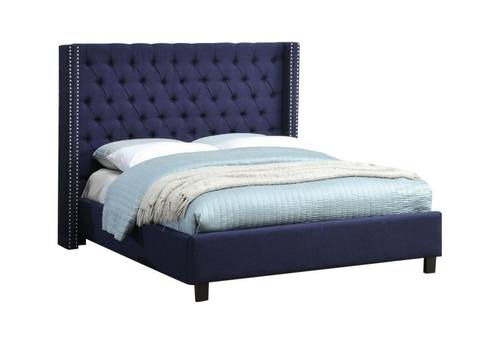 Ashton Navy Blue Linen Bed by Meridian Furniture