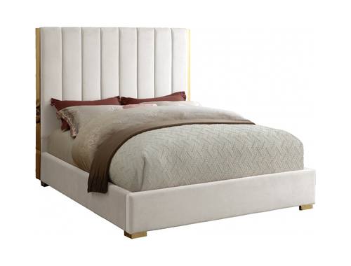 Becca Cream Velvet Bed by Meridian Furniture