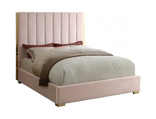 Becca Pink Velvet Bed by Meridian Furniture