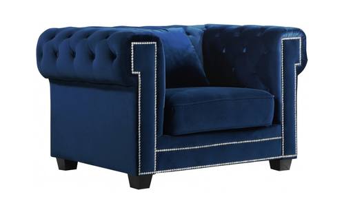 Bowery Navy Blue Velvet Chair by Meridian Furniture