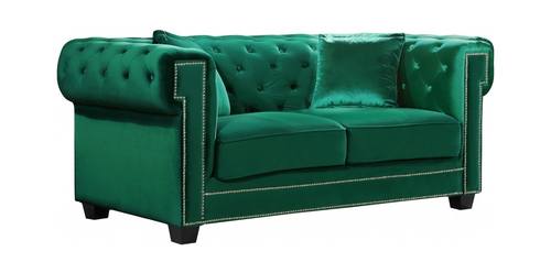 Bowery Green Velvet Loveseat by Meridian Furniture