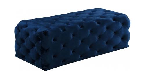 Casey Navy Blue Velvet Ottoman Bench by Meridian Furniture
