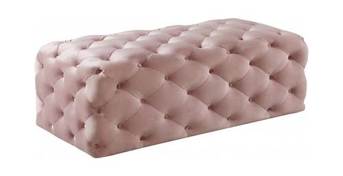 Casey Pink Velvet Ottoman Bench by Meridian Furniture