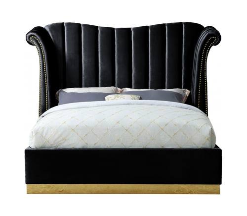Flora Black Velvet Bed by Meridian Furniture
