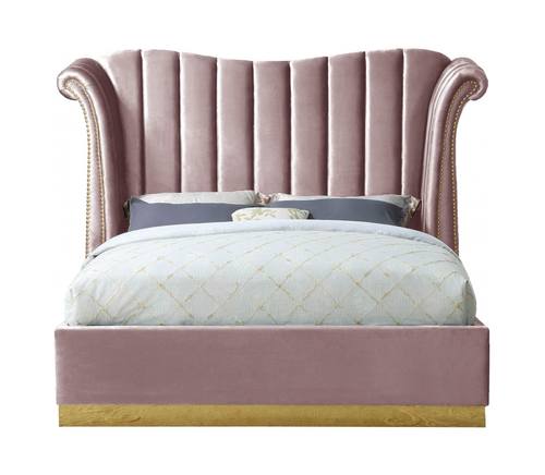 Flora Pink Velvet Bed by Meridian Furniture