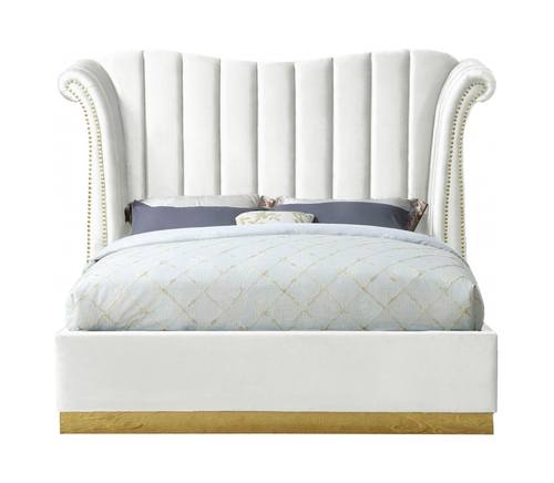 Flora White Velvet Bed by Meridian Furniture