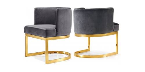 Gianna Grey & Gold Velvet Dining Chairs (Set of 2) by Meridian Furniture