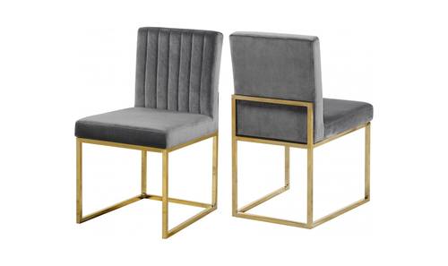 Giselle Grey & Gold Velvet Dining Chairs (Set of 2) by Meridian Furniture