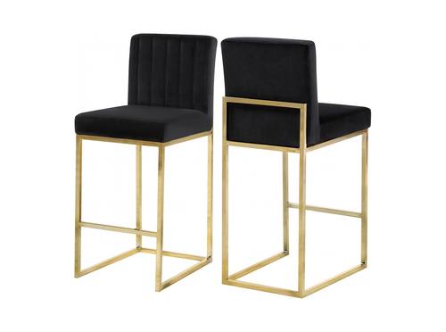 Giselle Black & Gold Velvet Counter Stool (Set of 2) by Meridian Furniture