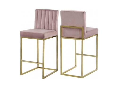 Giselle Pink Velvet Counter Stool (Set of 2) by Meridian Furniture