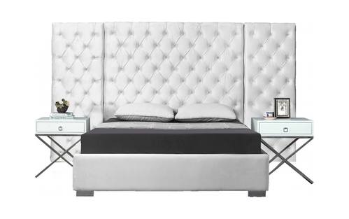Grande White Velvet Bed by Meridian Furniture