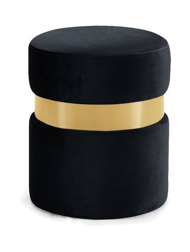 Hailey Black & Gold Velvet Ottoman Stool by Meridian Furniture