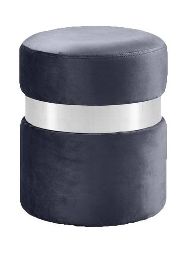 Hailey Grey Velvet Ottoman Stool by Meridian Furniture
