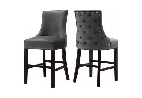 Hannah Grey Velvet Counter Stool (Set of 2) by Meridian Furniture