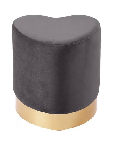 Heart Grey Velvet Ottoman Stool by Meridian Furniture