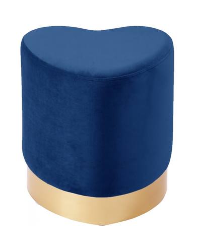 Heart Navy Blue Velvet Ottoman Stool by Meridian Furniture