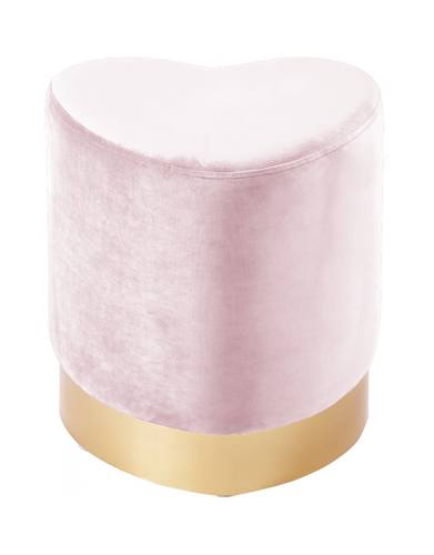 Heart Pink Velvet Ottoman Stool by Meridian Furniture
