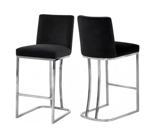 Heidi Black Velvet Counter Stool (Set of 2) by Meridian Furniture
