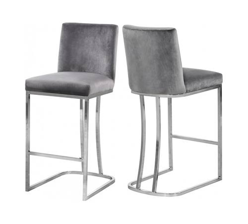 Heidi Grey Velvet Counter Stool (Set of 2) by Meridian Furniture