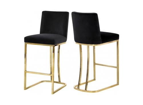 Heidi Black & Gold Velvet Counter Stool (Set of 2) by Meridian Furniture