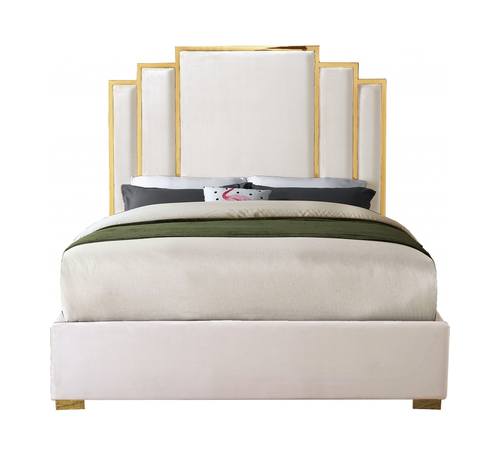 Hugo Cream Velvet Bed by Meridian Furniture