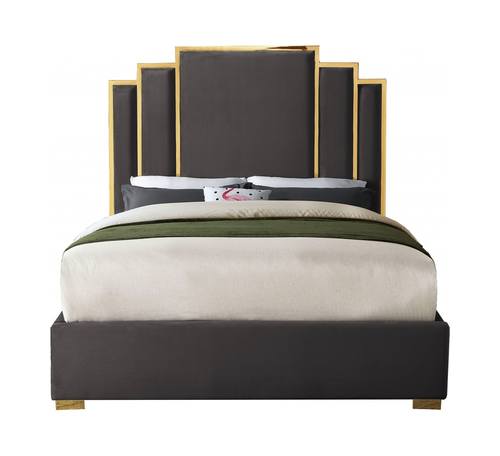Hugo Grey Velvet Bed by Meridian Furniture