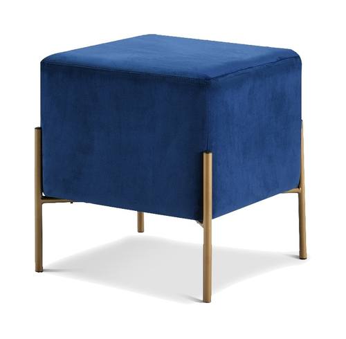 Isla Navy Blue Velvet Ottoman Stool by Meridian Furniture