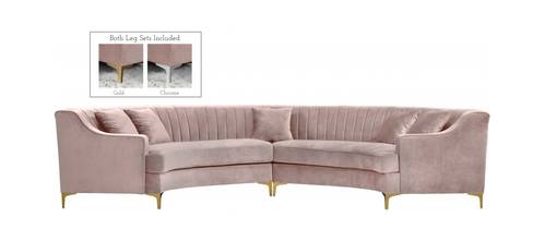 Jackson Pink Velvet Two Piece Sectional Sofa by Meridian Furniture