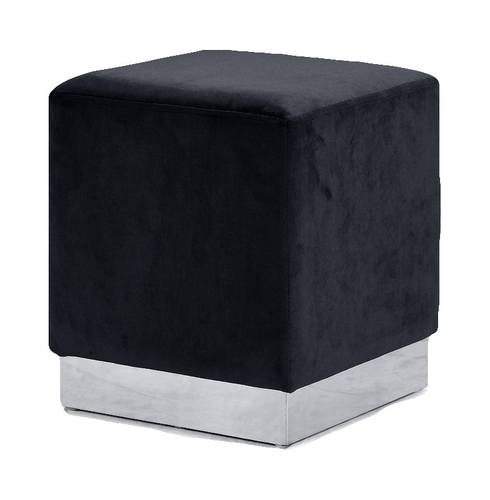 Meridian Furniture Jax Velvet Ottoman | Stool - Chrome Meridian Furniture Jax Velvet Ottoman | Stool - Chrome