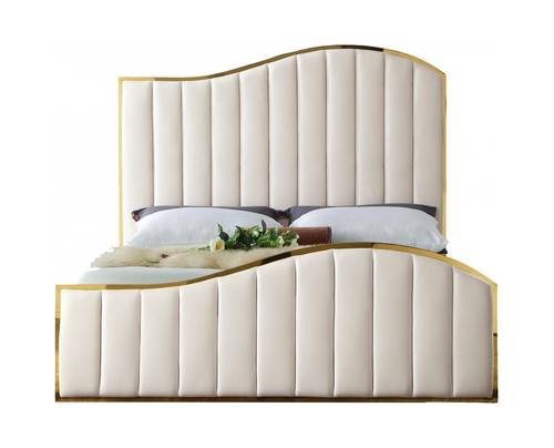 Jolie Cream Velvet Bed by Meridian Furniture