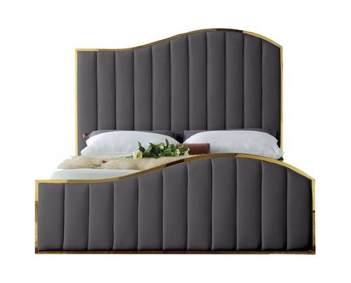 Jolie Grey Velvet Bed by Meridian Furniture