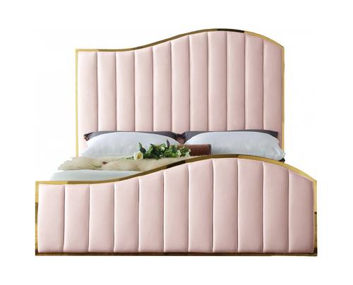 Jolie Pink Velvet Bed by Meridian Furniture