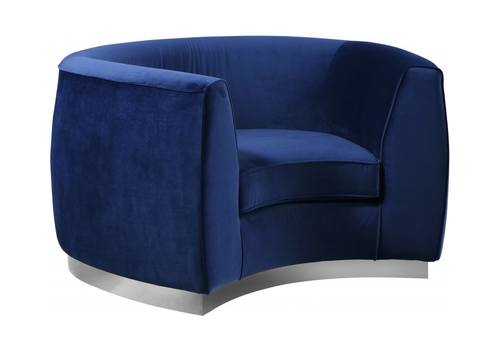 Julian Navy Blue & Chrome Velvet Chair by Meridian Furniture