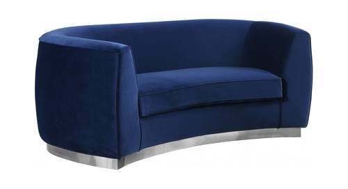 Julian Navy Blue & Chrome Velvet Loveseat by Meridian Furniture