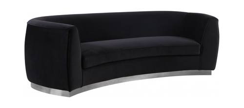 Julian Black & Chrome Velvet Sofa by Meridian Furniture