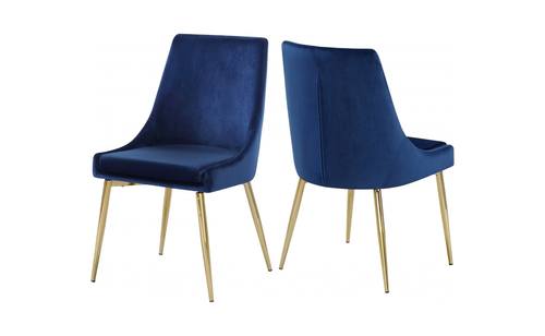 Karina Navy Blue & Gold Velvet Dining Chairs (Set of 2) by Meridian Furniture