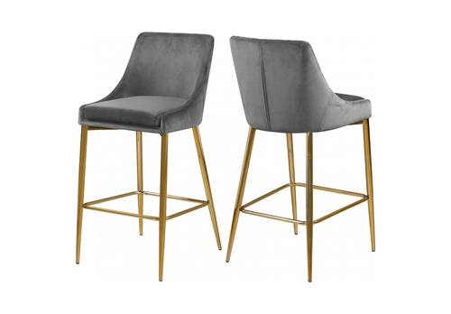 Karina Grey & Gold Velvet Counter Stool (Set of 2) by Meridian Furniture
