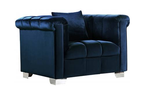 Kayla Navy Blue Velvet Chair by Meridian Furniture