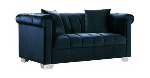 Kayla Navy Blue Velvet Loveseat by Meridian Furniture