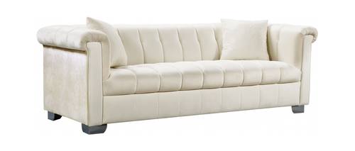 Kayla Cream Velvet Sofa by Meridian Furniture