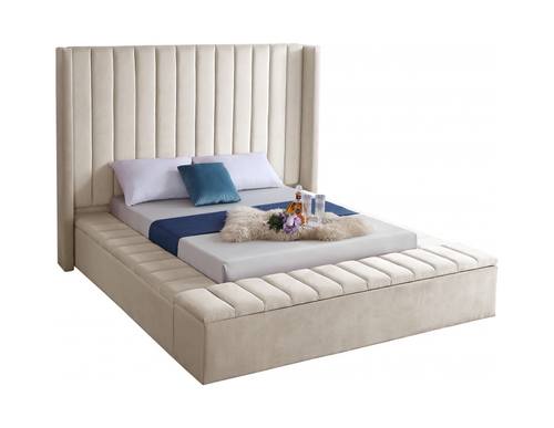 Kiki Cream Velvet Bed by Meridian Furniture