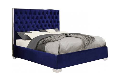 Lexi Navy Blue Velvet Bed by Meridian Furniture