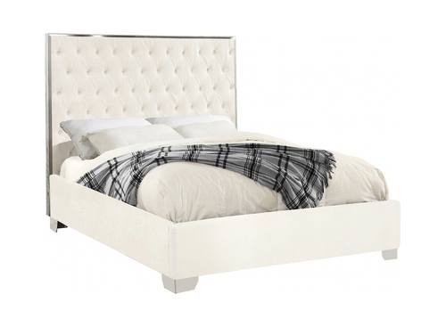 Lexi White Velvet Bed by Meridian Furniture
